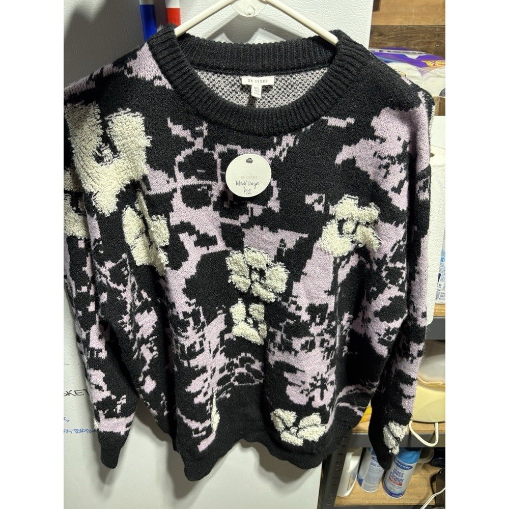 En Crème M/L Floral Sweater Purple Black‎ White